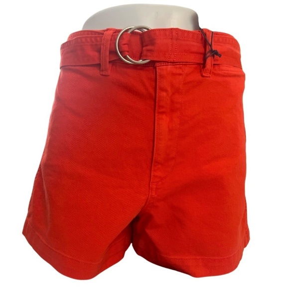 Gap [Size 8 NWT] Coral Red Belted High Rise 4" Seafarer Shorts - Size 8 - Picture 7 of 13